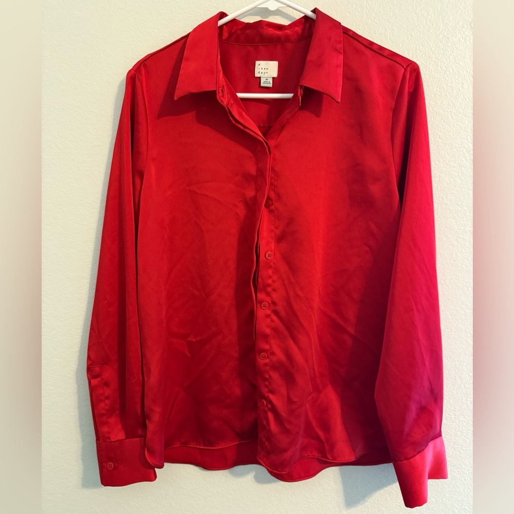 a new day Red Casual Button Down Shirt